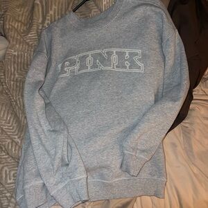 PINK Victoria's Secret Light Gray Crew Neck Sweater